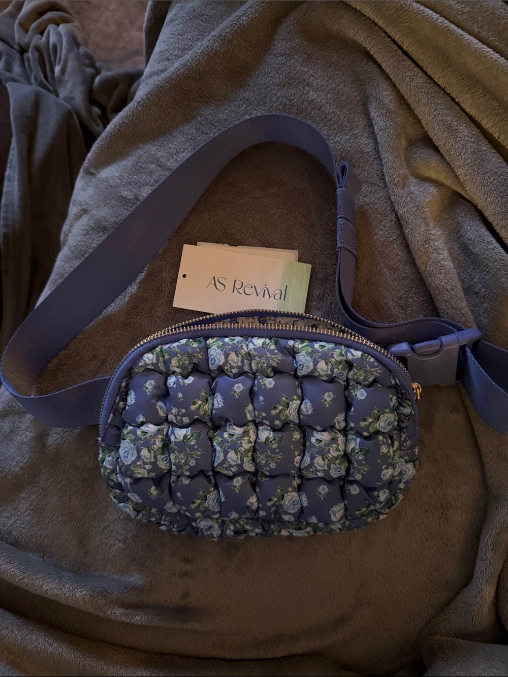 Altar'd State blue Quilted Floral Crossbody Bag